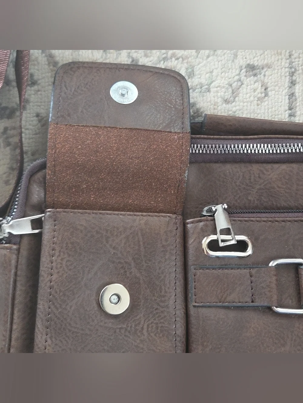WEIXIER Men's PU Shoulder Bag Crossbody Bags Leather Handbag Dark Brown